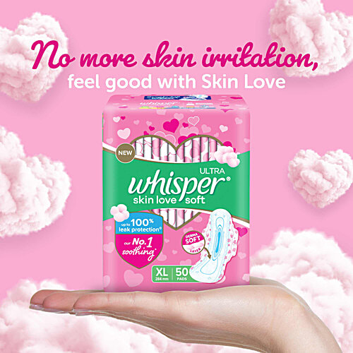 Whisper Ultra Skin Love Soft Sanitary Pads - XL, 50 pcs  