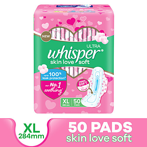 Whisper Ultra Skin Love Soft Sanitary Pads - XL, 50 pcs  