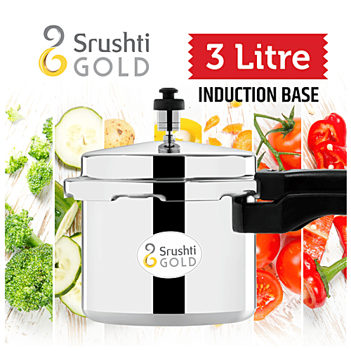Srushti Gold Aluminium Outer Lid Pressure Cooker - Induction Base, 3 L  