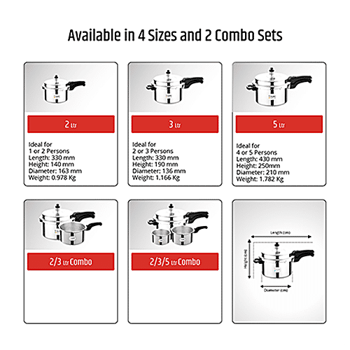 Srushti Gold Aluminium Outer Lid Pressure Cooker - Induction Base, 3 L  