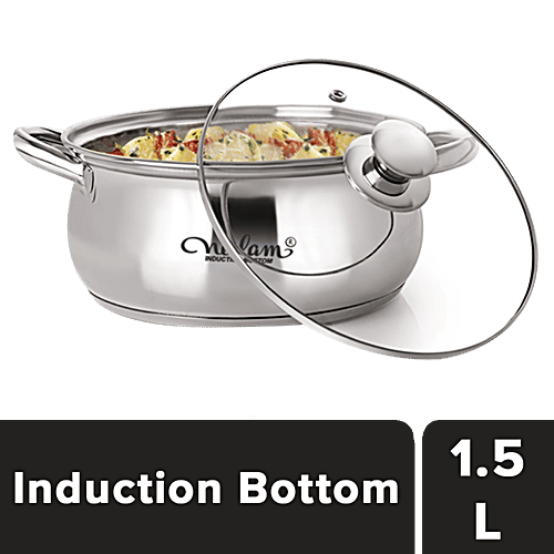 Neelam Induction Base Belly Saucepot with Glass Lid -16 cm, 1 pc  