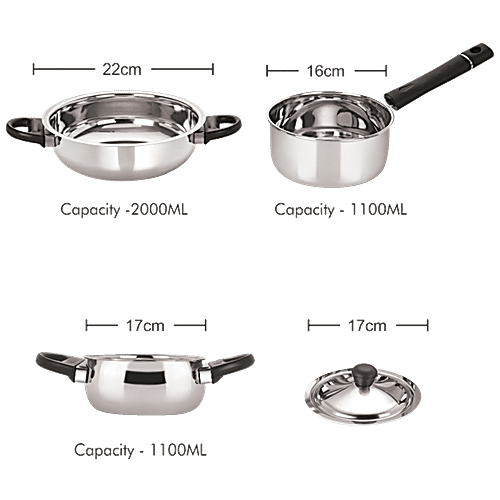 Buy Neelam Ss Cookware Set 4 Pcs Online At Best Price of Rs 1890