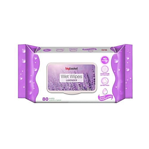 bigbasket Refreshing Wet Wipes - Lavendar, 80 pulls  