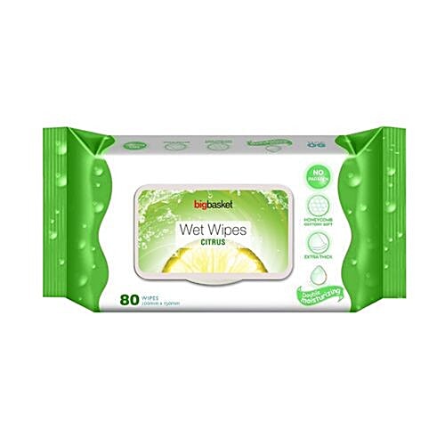 bigbasket Refreshing Wet Wipes - Citrus, 80 pulls  