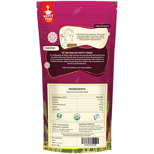 Nutty Yogi Organic Amaranth Seeds/Rajgira - Gluten Free, 1 kg  Gluten Free & Source of Calcium
