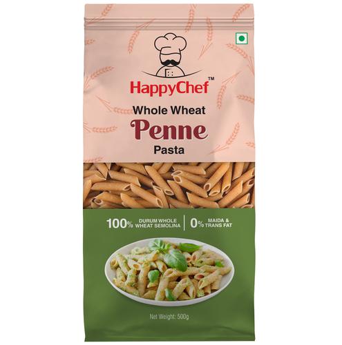 HappyChef 100% Durum Whole Wheat Pasta - Penne, 500 g  0% Maida & 0% Trans Fat