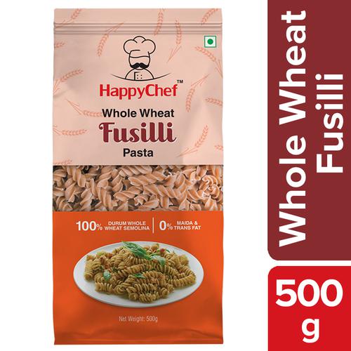 HappyChef 100% Durum Whole Wheat Pasta - Fusilli, 500 g  0% Maida & 0% Trans Fat