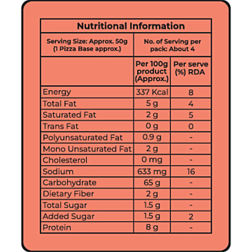 KABHI B Family Pizza Base, 200 g  Zero Cholesterol