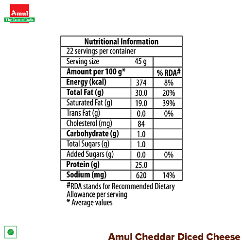 Buy Amul Cheese Cheddar Diced 1 Kg Online At Best Price of Rs 550 bigbasket