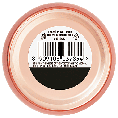 Lakme 2 % Pro Ceramide & Peptide Peach Milk Moisturiser, 50 g  For Dry Skin/Normal Skin & Sensitive Skin
