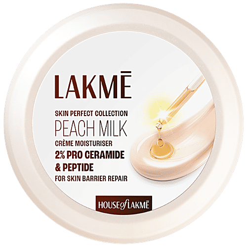 Lakme 2 % Pro Ceramide & Peptide Peach Milk Moisturiser, 50 g  For Dry Skin/Normal Skin & Sensitive Skin