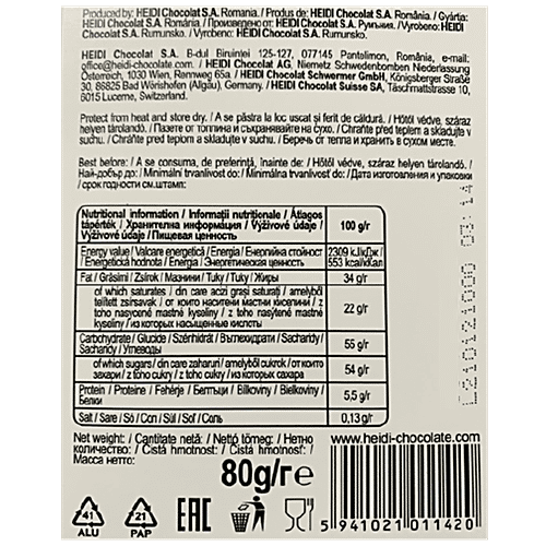 Heidi Pure Chocolate - Creamy Milk, 80 g  