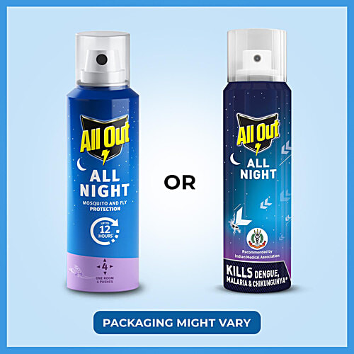 All Out All Night Mosquito Killer Spray - Up To 12 Hours Protection, Lasts 30 Nights, 15 ml  Up To 12 Hours Protection, Lasts 30 Nights, For Mosquito & Fly