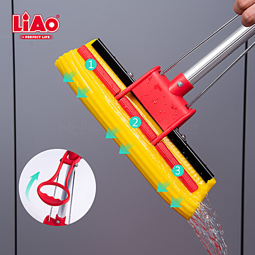 Liao Magic Cleaning Mop - Heavy Duty PVA With 3.1 Feet Aluminium Stick, Red, A130004, 1 pc  