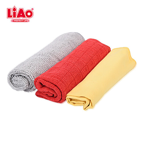 Liao Microfibre Cleaning Cloth - Multipurpose, Assorted Colors, Soft, Super Absorbent, Quick Drying, G130019, 3 pcs  Super Absorbent, High Quality