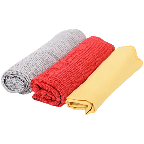 Liao Microfibre Cleaning Cloth - Multipurpose, Assorted Colors, Soft, Super Absorbent, Quick Drying, G130019, 3 pcs  Super Absorbent, High Quality