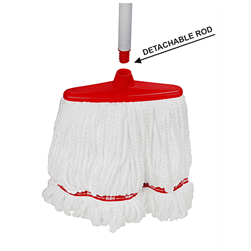 Liao Microfibre Floor Mop With Steel Stick/T Mop - A130029, For Cleaning, 30X23X162 cm, Red, 1 pc  