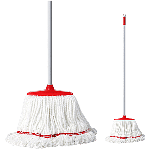 Liao Microfibre Floor Mop With Steel Stick/T Mop - A130029, For Cleaning, 30X23X162 cm, Red, 1 pc  