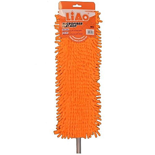 Liao Dry Mop - Micro Fiber Expandable Flat With Stick, Orange, 1 pc  