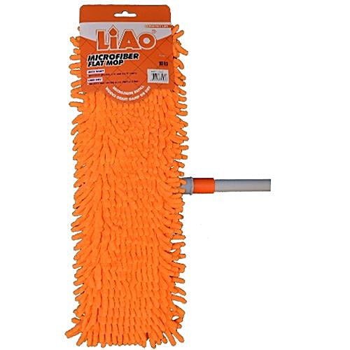 Liao Dry Mop - Micro Fiber Expandable Flat With Stick, Orange, 1 pc  