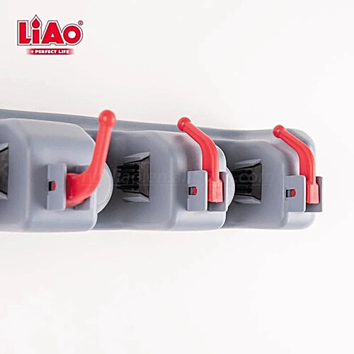 Liao Broom & Mop Holder - Z130006, Plastic, 3 Slots, Ultra Strong Grip, 26x6x8 cm, Multicolour, 1 pc  