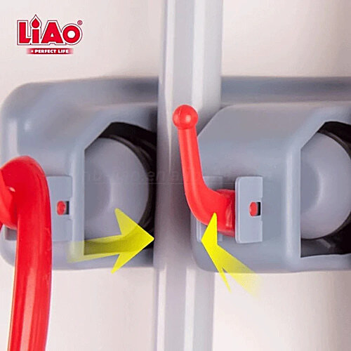 Liao Broom & Mop Holder - Z130006, Plastic, 3 Slots, Ultra Strong Grip, 26x6x8 cm, Multicolour, 1 pc  