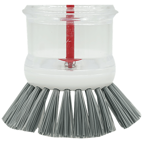 Liao Dish Brush With Soap Dispenser - Plastic, Nylon Bristles, Red & White, D130002, 1 pc  