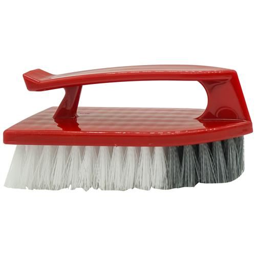 Liao All Purpose Floor Scrubbing / Tile Brush With Handle - Nylon Bristles,  Red, D130006, 1 pc