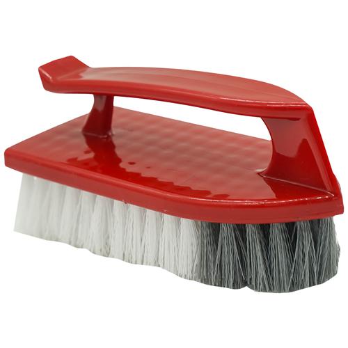 Liao All Purpose Floor Scrubbing / Tile Brush With Handle - Nylon Bristles, Red, D130006, 1 pc  Heavy Duty, Bathroom