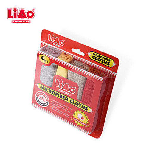 Liao Microfiber Cleaning Cloth, Multipurpose, Assorted Colors, Soft, Super Absorbent, Quick Drying, G130020, 4 pcs  Super Absorbent, High Quality