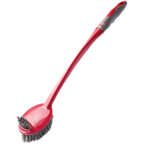 Liao Toilet Cleaning Brush - Double Sided, Soft Grip Handle, Red, D130010, 1 pc  Long Plastic Handle
