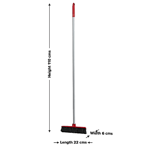 Liao Indoor & Outdoor Floor Cleaning Brush - 3 Feet Stick, Grey, K130026, 1 pc Hard With Handle