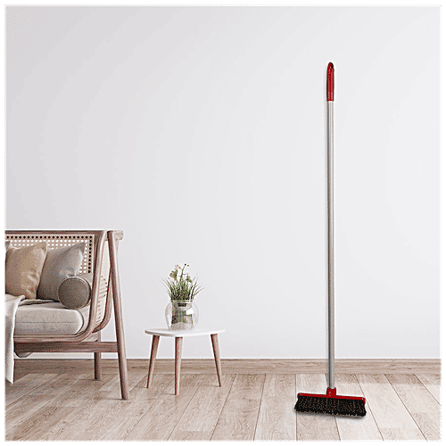 Liao Indoor & Outdoor Floor Cleaning Brush - 3 Feet Stick, Grey, K130026, 1 pc Hard With Handle