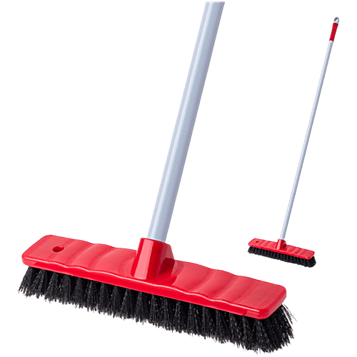 Liao Indoor & Outdoor Floor Cleaning Brush - 3 Feet Stick, Grey, K130026, 1 pc Hard With Handle