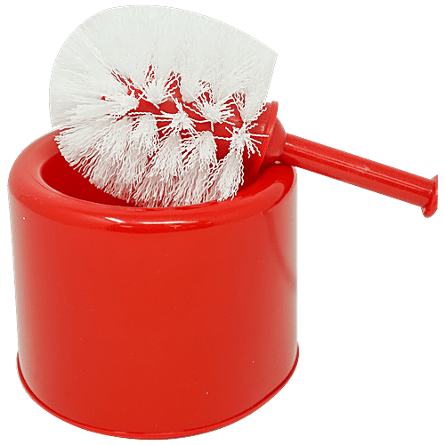 Liao Toilet Cleaning Brush & Caddy Set - Round With Holder, Red, Big, D130009, 1 pc  Polypropylene Bristles
