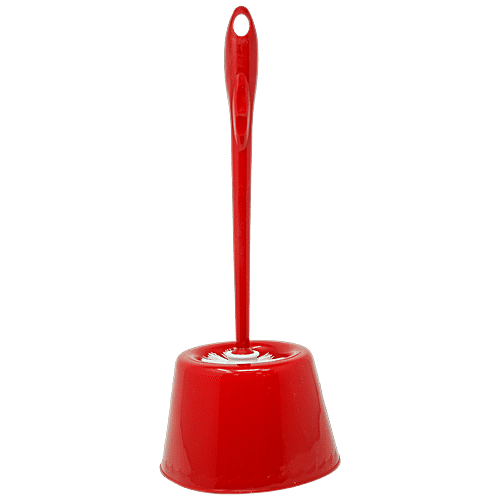 Liao Toilet Cleaning Brush & Caddy Set - Round With Holder, Red, Small, D130034, 1 pc Polypropylene Bristles