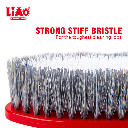 Liao All-Purpose Floor Scrubbing / Tile Brush - Plastic, Soft Handle, Red & Grey, D130046, 1 pc