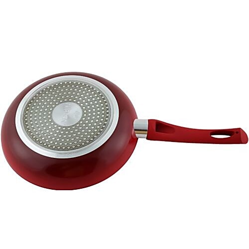 Nirlon Frying Pan - Nirlon Non-Stick Aluminium Flat bottom Induction Friendly Dual Color With Glass Lid, 1.5 L  