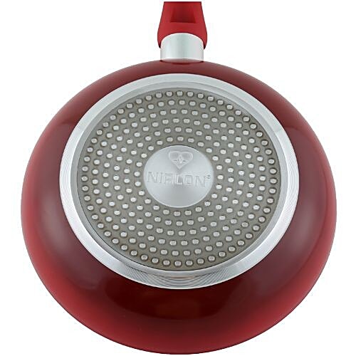 Nirlon Frying Pan - Nirlon Non-Stick Aluminium Flat bottom Induction Friendly Dual Color With Glass Lid, 1.5 L  