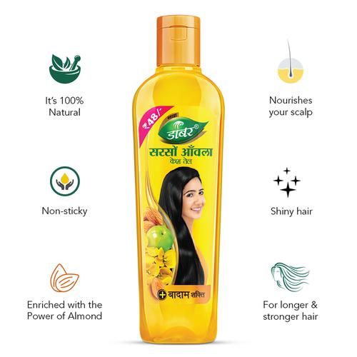 Buy Dabur Amla Sarso Hair Oil - For Longer & Stronger Hair, 100% Natural,  Enriched with Almond Online at Best Price of Rs 175 - bigbasket