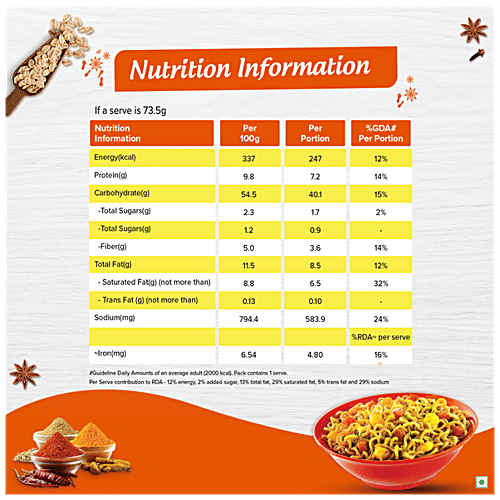 Maggi Noodles - Nutri-Licious Masala Oats, 73.5 g Pouch Source of Fibre & Iron, 20 Spices & Herbs