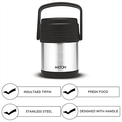 Milton Hot Meal 3 Insulated Thermosteel Lunch/Tiffin Box With Containers - Silver, 295 ml Set of 3 