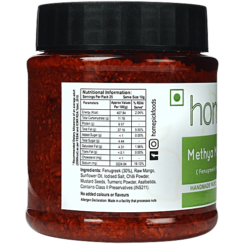 Homepick Pickle - Methya Mango With Fenugreek, 250 g Bottle