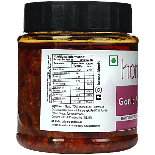 Homepick Pickle - Garlic, 250 g Bottle Homemade