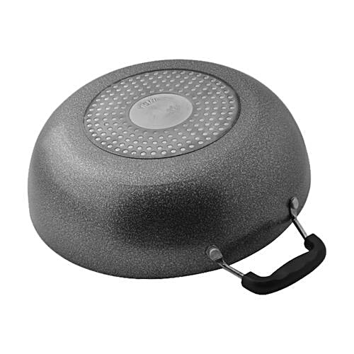 Le Kaviraj Non-Stick Aluminium Kadai - 2 Layer, Induction Base With Steel Lid, 23 cm, 3 mm, 2.25 l Dishwasher Safe