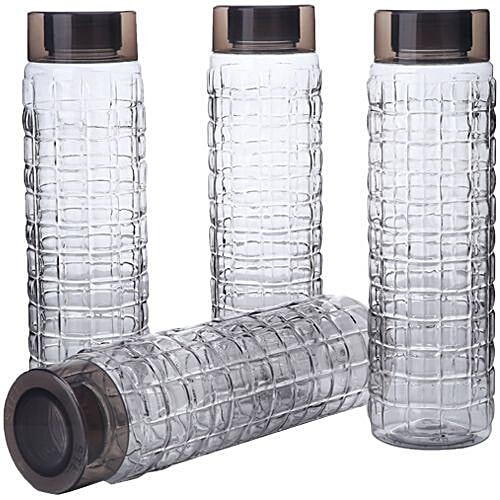 Steelo Solitaire Premium Pet Water Bottle - Grey, 1 L (Pack of 4) 