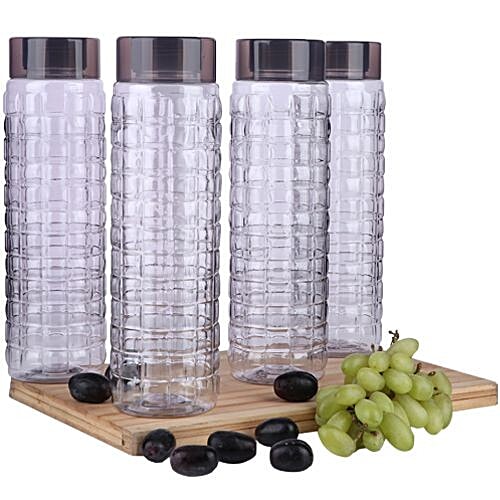 Steelo Solitaire Premium Pet Water Bottle - Grey, 1 L (Pack of 4) 