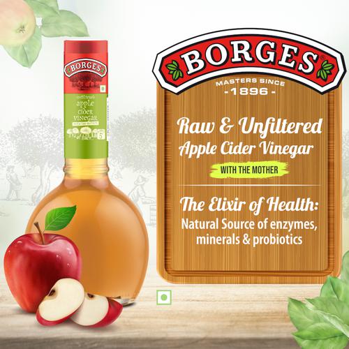 BORGES Organic Unfiltered Apple Cider Vinegar with Mother, 355 ml  