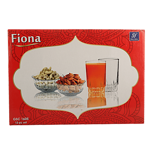 Glass Ideas  Gift Set - Fiona Serving Bowl & Juice Glass, 12 pcs  