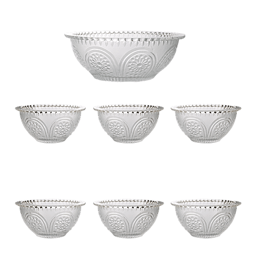 Glass Ideas  Savoury Pudding Set/Dryfruit Serving Bowl, 7 pcs  
